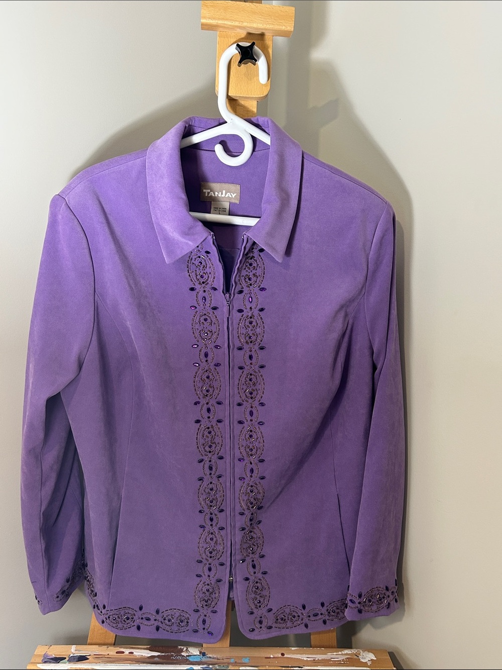 TanJay Purple MicroSuede Jacket with Decorative Beading